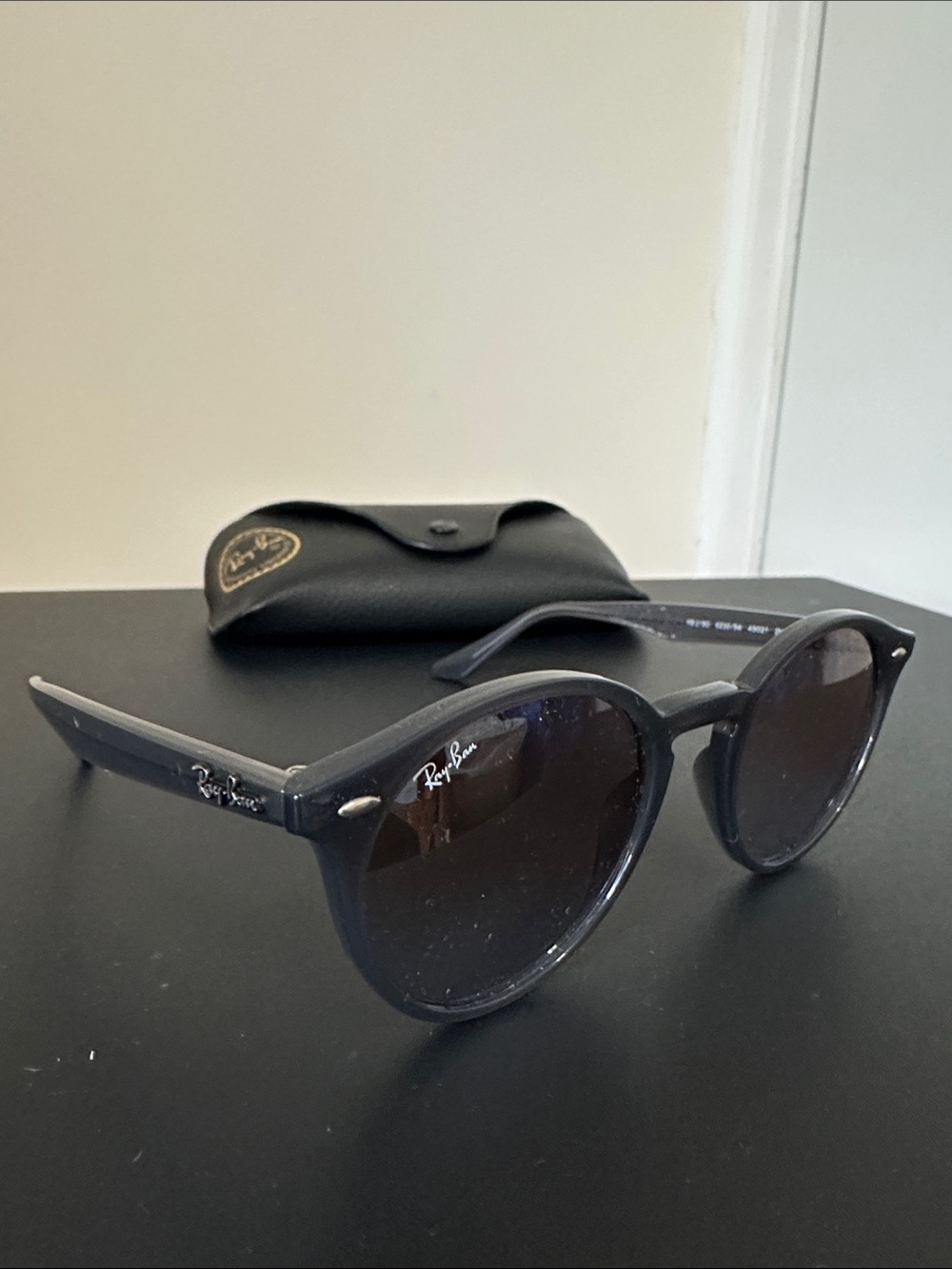 Ray-Ban Black Round Sunglasses with Dark Lenses